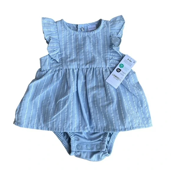 Carter's Blue and White Diaper Covers with Ruffled Details - Picture 5 of 8